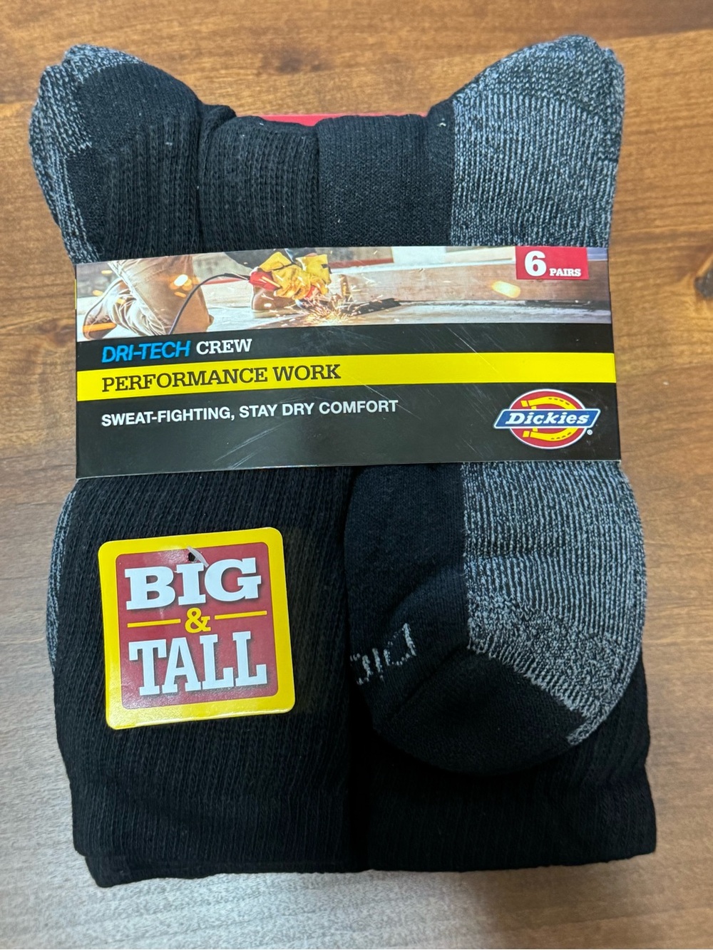Dickies Black & Gray Dri-Tech Performance Crew Socks (6 Pairs)